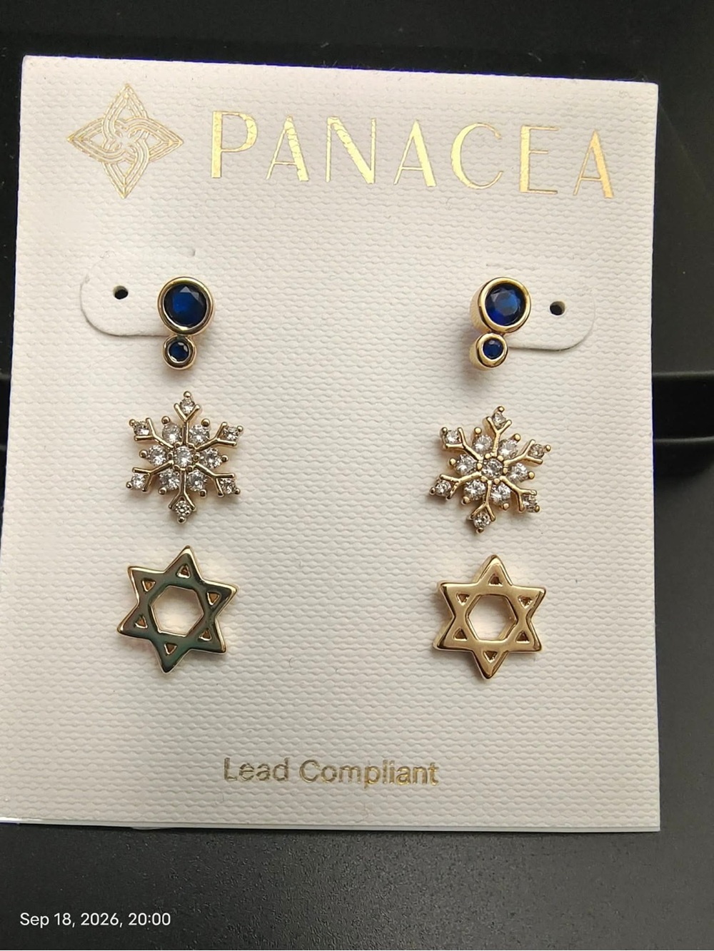 New PANACEA Lead Compliant 3 PAIRS OF EARRINGS Gold MRSP $42